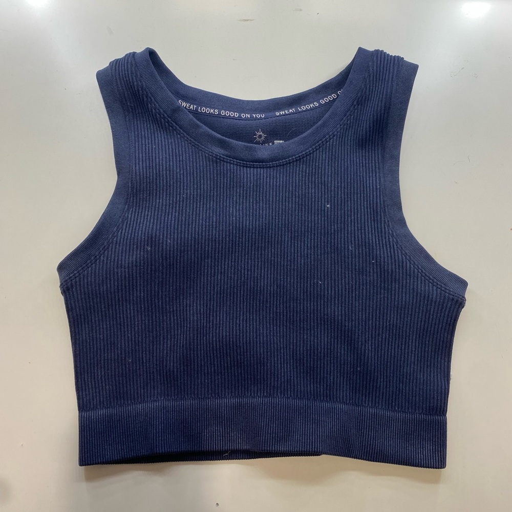 Aerie Navy Blue Ribbed Crop Top